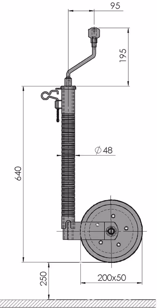 ROUE JOCKEY ANTI-DECROCHAGE DIAMETRE 48 300KGS