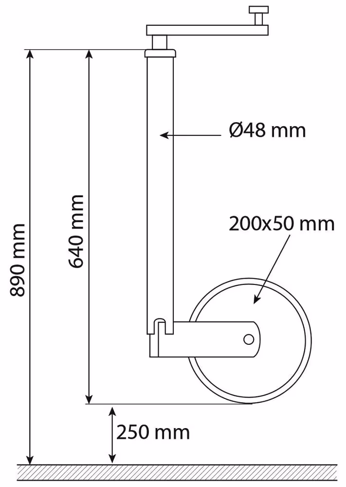 ROUE JOCKEY ANTI-DECROCHAGE DIAMETRE 48 300KGS