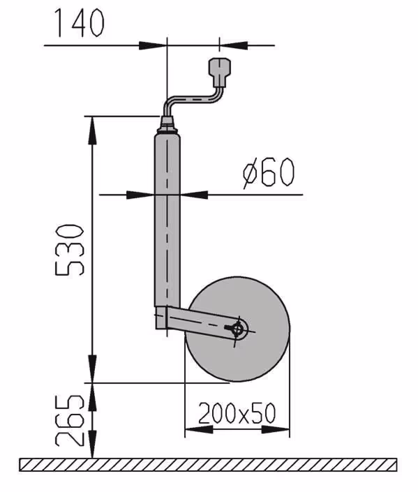 ROUE JOCKEY JANTE ACIER DIAMETRE 60 500KGS