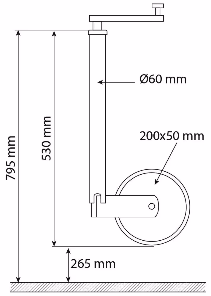 ROUE JOCKEY JANTE ACIER DIAMETRE 60 500KGS
