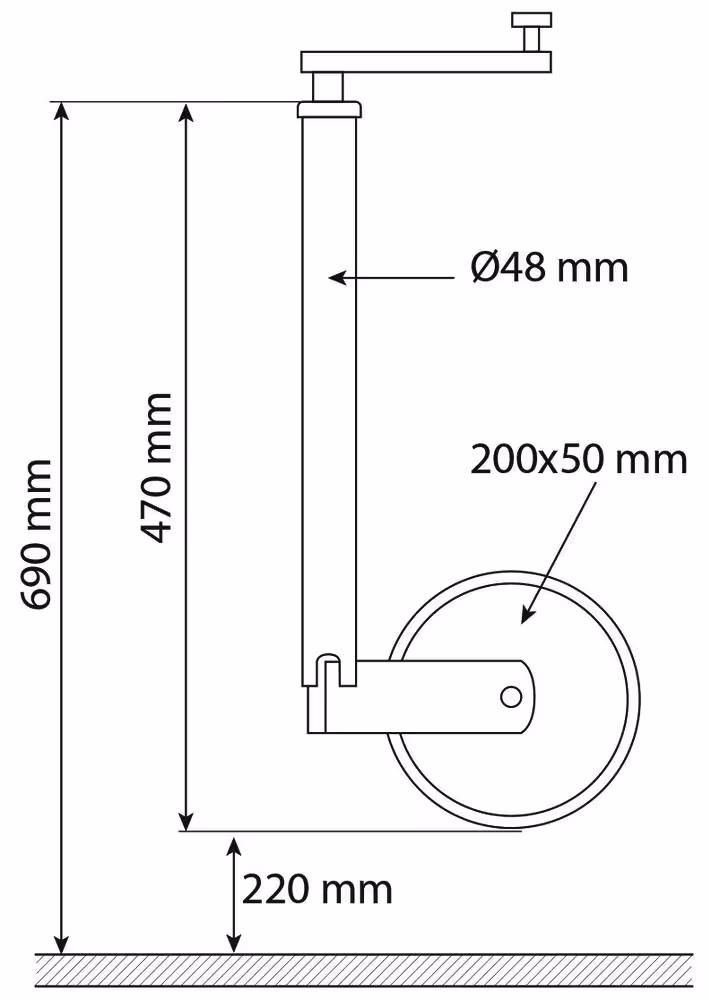 ROUE JOCKEY JANTE PLASTIQUE COMPACT DIAMETRE 48 150KGS