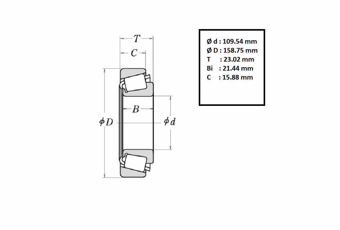 Roulement à rouleau conique 109.54X158.75X 23.02 mm CARRARO 045180