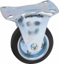Roulette fixe chape zinguee bandage caoutch. d125 125kgs