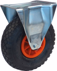 Roulette fixe chape zinguee roue gonflable d.260 150kgs
