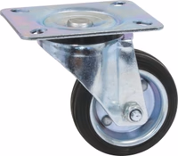 Roulette pivot. chape zinguee bandage caoutchouc d.125 125kg