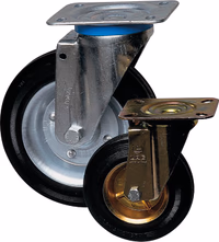Roulette pivot. chape zinguee bandage caoutchouc d.80 60kg