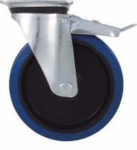 Roulette pivot.+frein chape zinguee bandage bleu d.100 130k