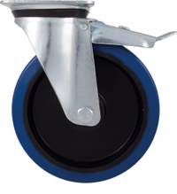 Roulette pivot.+frein chape zinguee bandage bleu d.80 120kg