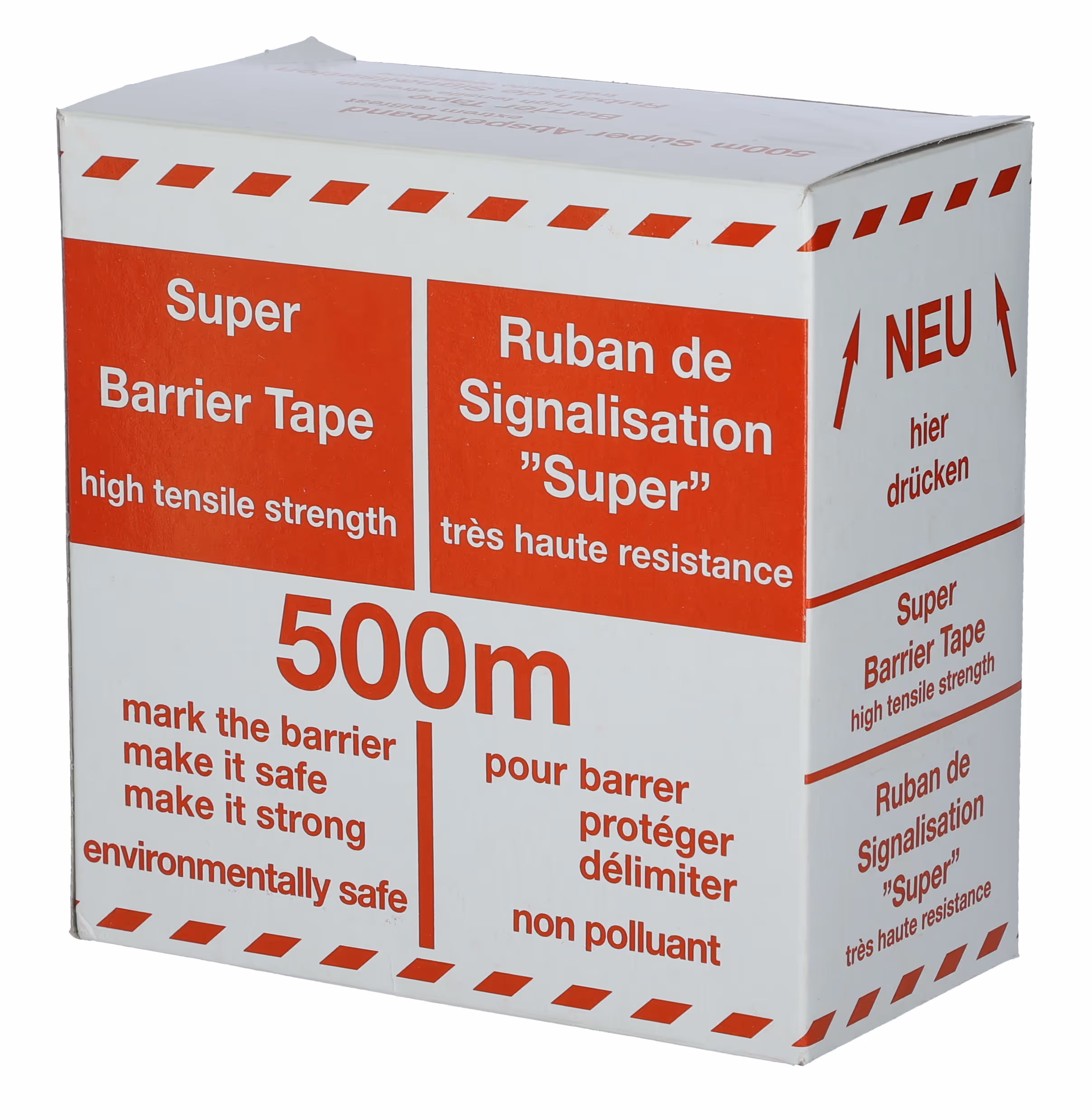Ruban barrière rouge/blanc, 80mm, 500m