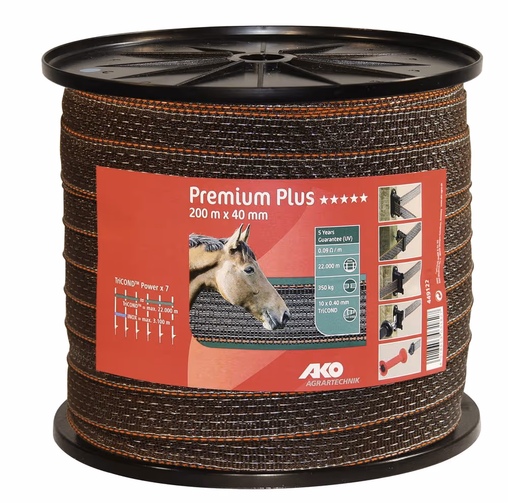 Ruban clôture Premium Plus Ako 200m x 40 mm