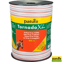 Ruban TORNADO XL 20 mm, blanc/rouge, 2 cuivre d= 0,30, 6 inox  d= 0,20, rlx de 400 m