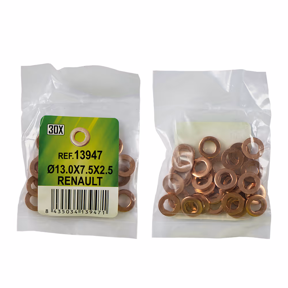 Sac de 30 rondelles en cuivre pour injecteurs - ø13.0x7.5x2.5 - renault (ref. 53464) -