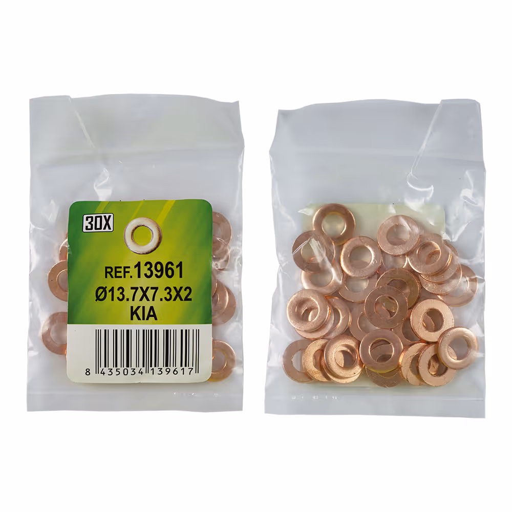 Sac de 30 rondelles en cuivre pour injecteurs - ø13.7x7.3x2 - kia (ref. 53464)