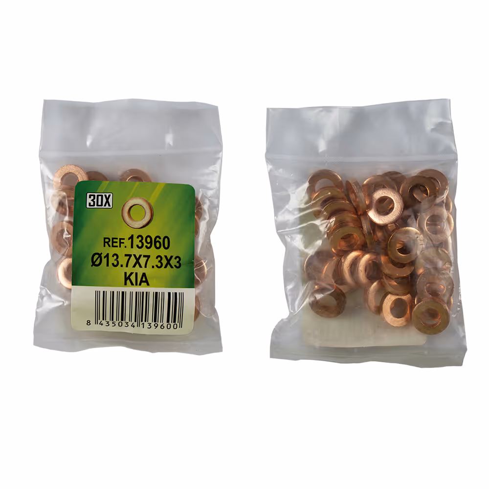 Sac de 30 rondelles en cuivre pour injecteurs - ø13.7x7.3x3 - kia (ref. 53464)