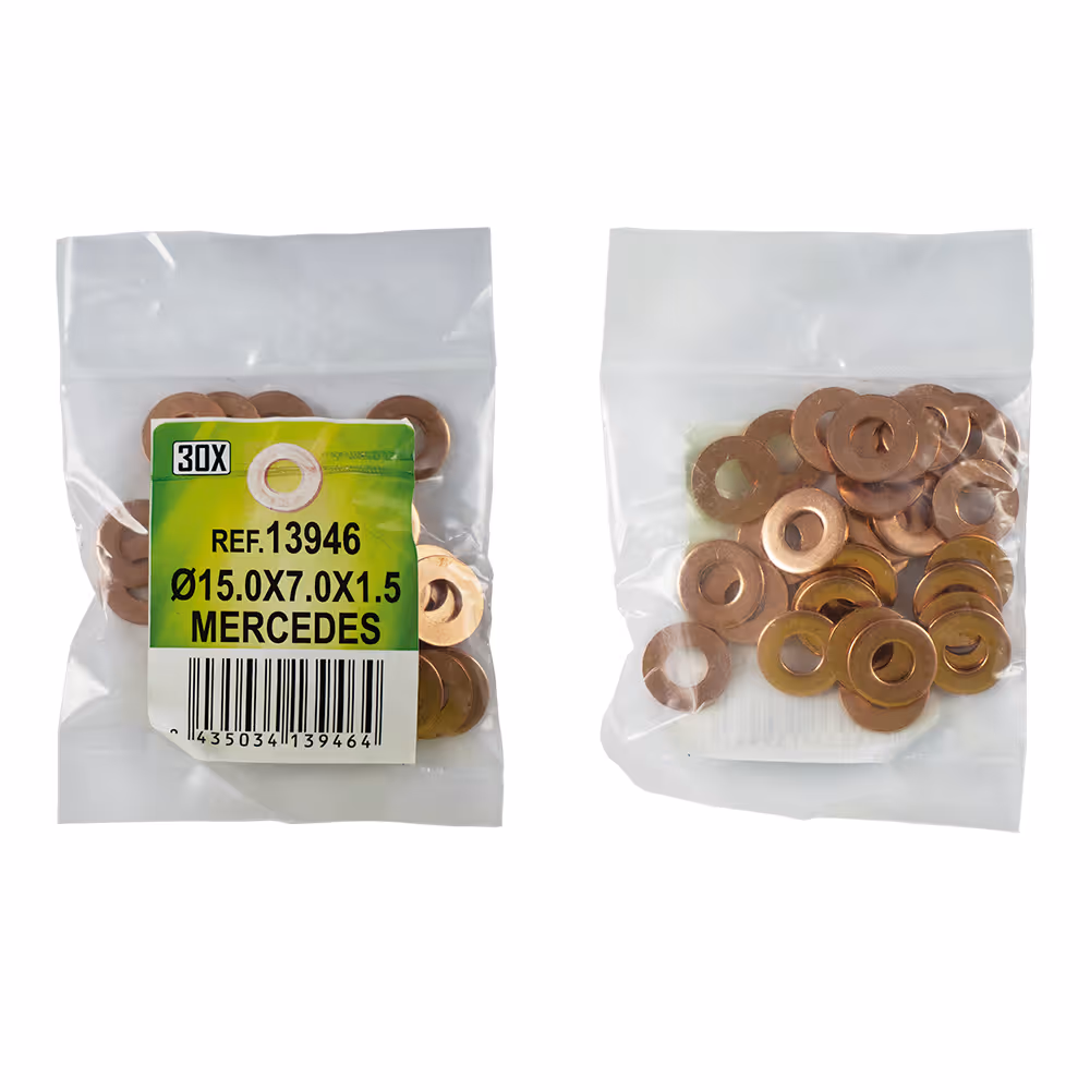 Sac de 30 rondelles en cuivre pour injecteurs - ø15.0x7.0x1.5 - mercedes (ref. 53464)