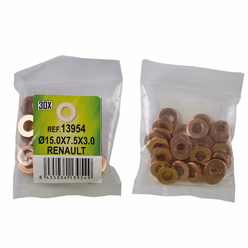 Sac de 30 rondelles en cuivre pour injecteurs - ø15.0x7.5x3.0 - renault (ref. 53464)