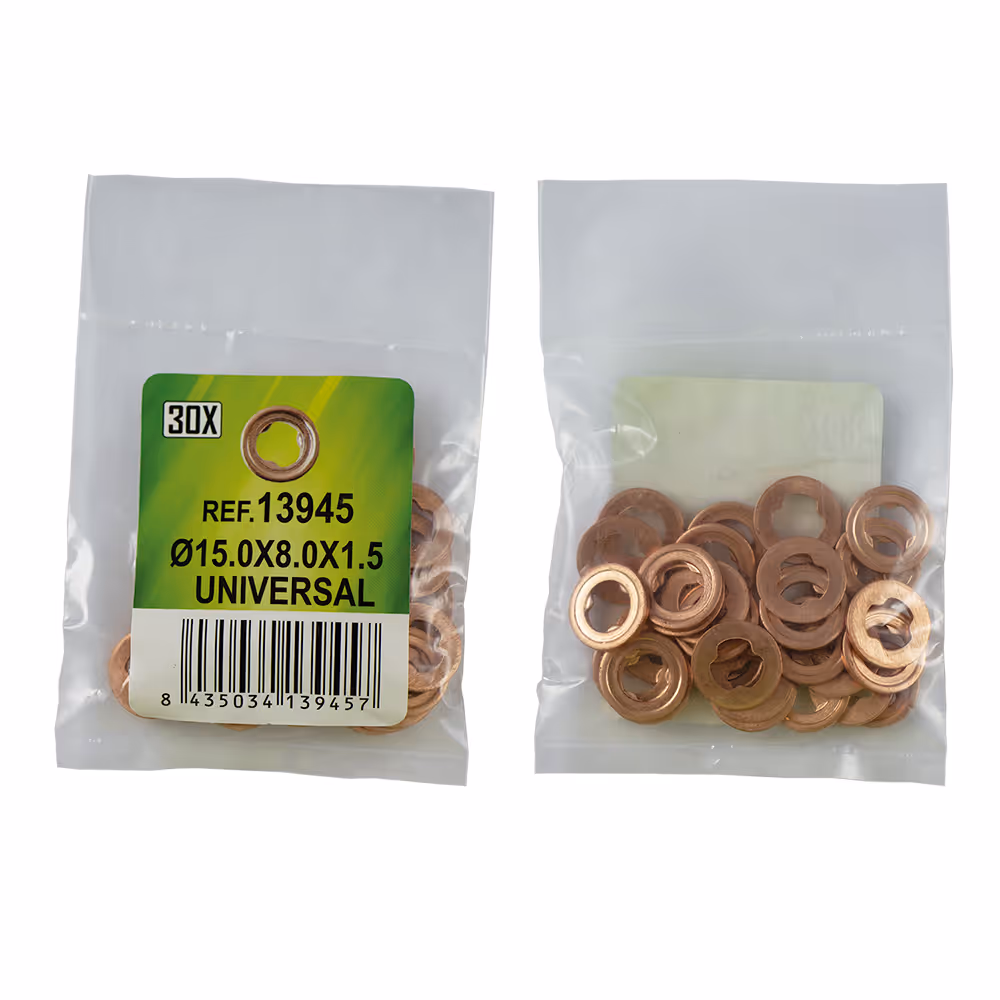Sac de 30 rondelles en cuivre pour injecteurs - ø15.0x8.0x1.5 - universal (ref. 53464)