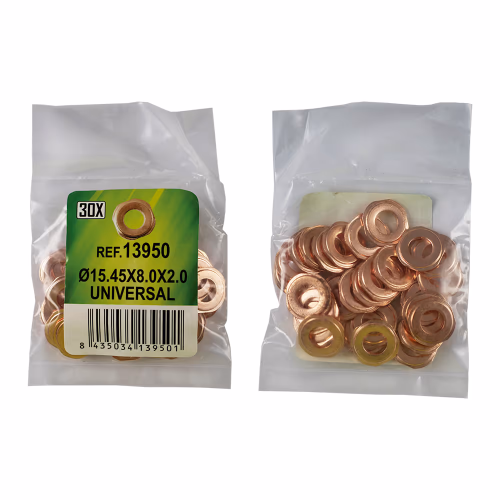 Sac de 30 rondelles en cuivre pour injecteurs - ø15.45x8.0x2.0 - universal (ref. 53464)