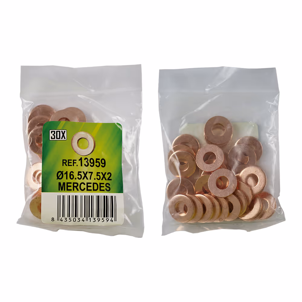 Sac de 30 rondelles en cuivre pour injecteurs - ø16.5x7.5x2 - mercedes (ref. 53464)