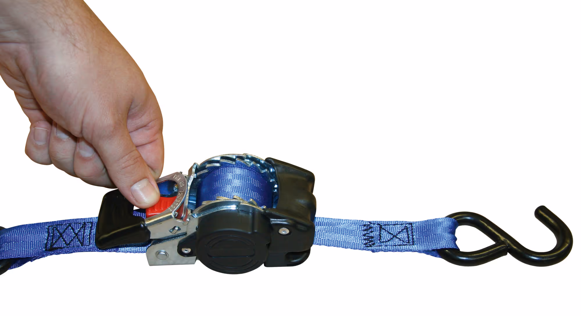 Sangle d'arrimage automatique av enrouleur 25mm X 1,8m, bleu