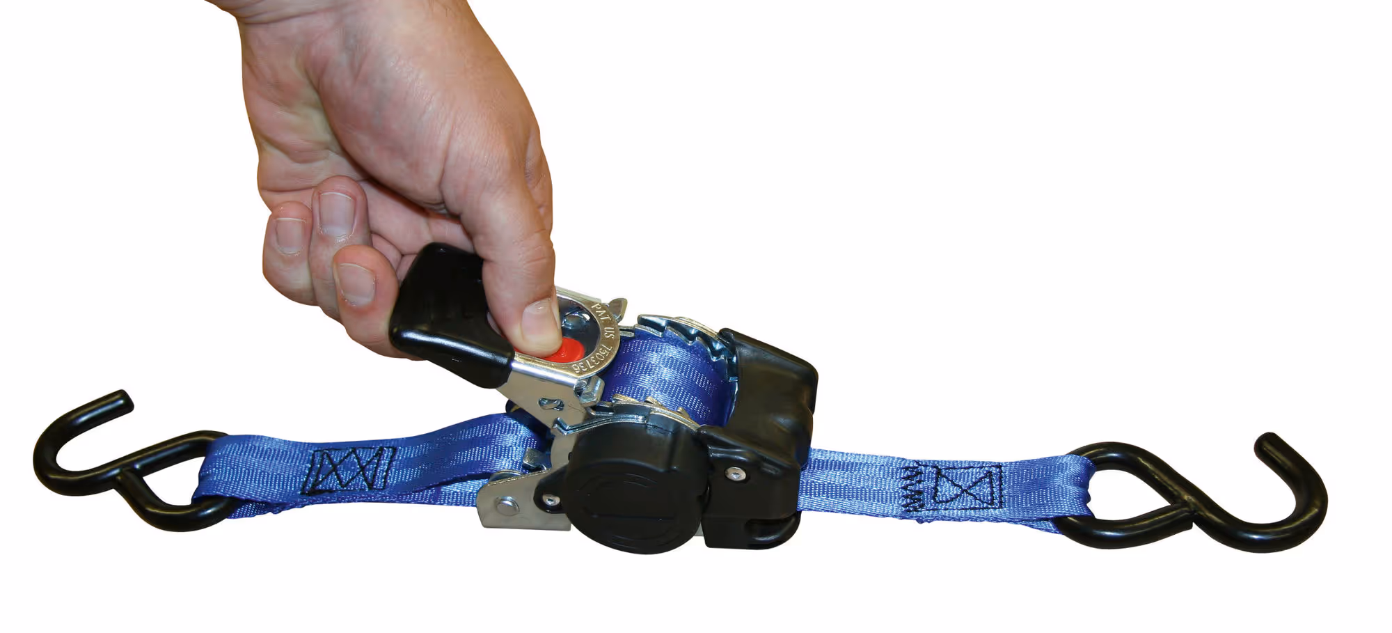 Sangle d'arrimage automatique av enrouleur 25mm X 1,8m, bleu