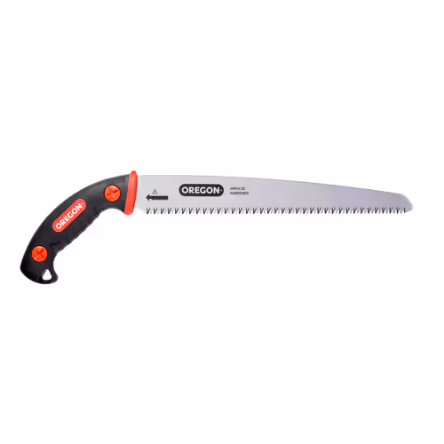 Scie à main Oregon 12 avec lame en acier japonaise incurvée premium à haute teneur en carbone de première qualité, outil de coupe/élagage/foresterie résistant à la rouille, lame incurvée avec gaine de sécurité Scabbard (600138)