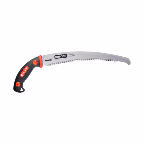 Scie à main Oregon 13" avec lame en acier japonaise incurvée premium à haute teneur en carbone de première qualité, outil de coupe/élagage/foresterie résistant à la rouille, lame incurvée avec gaine de sécurité Scabbard (600136)