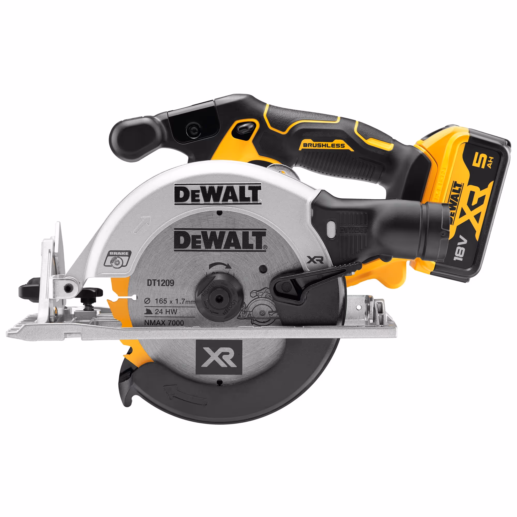 Scie circulaire XR 18V 5Ah Li-Ion Brushless 165 mm avec batteries