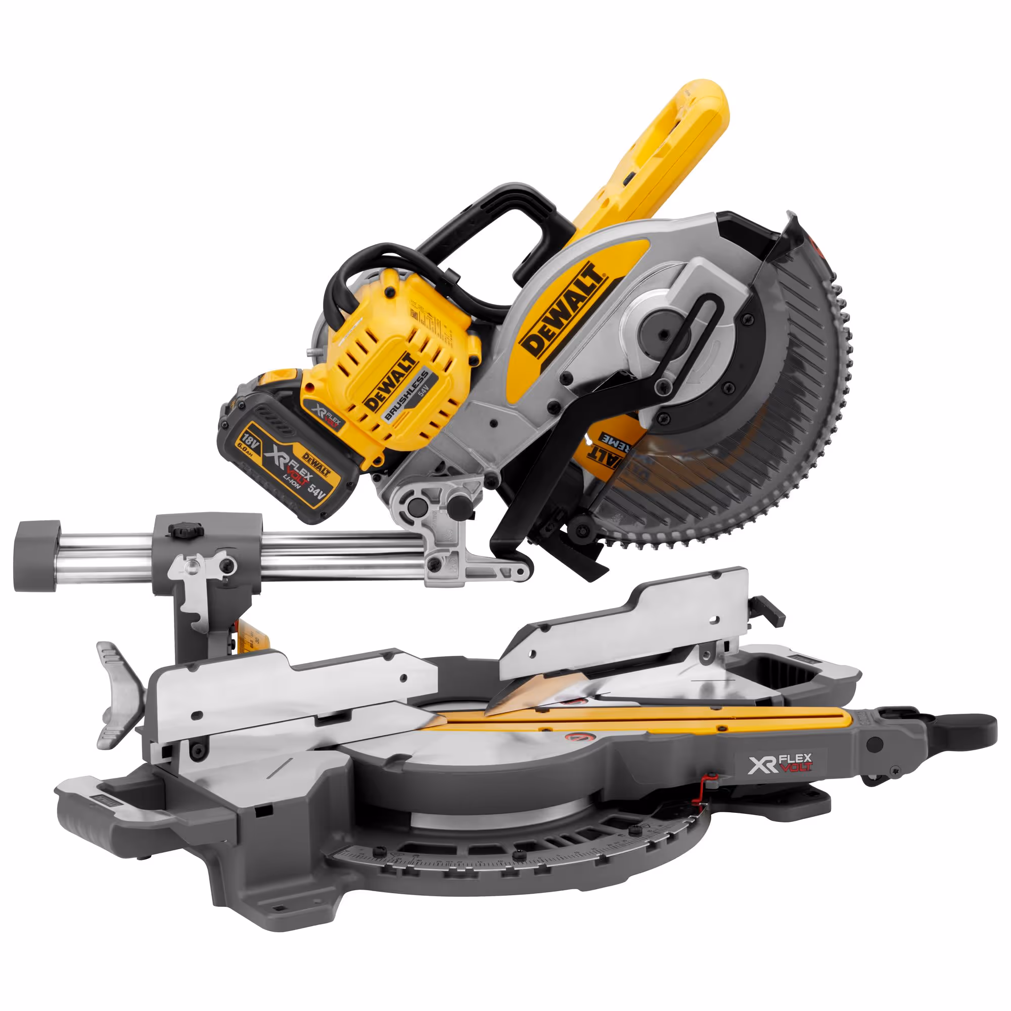 Scie à onglets radiale XR FLEXVOLT 54V 2Ah Li-Ion Brushless 250 mm avec batterie