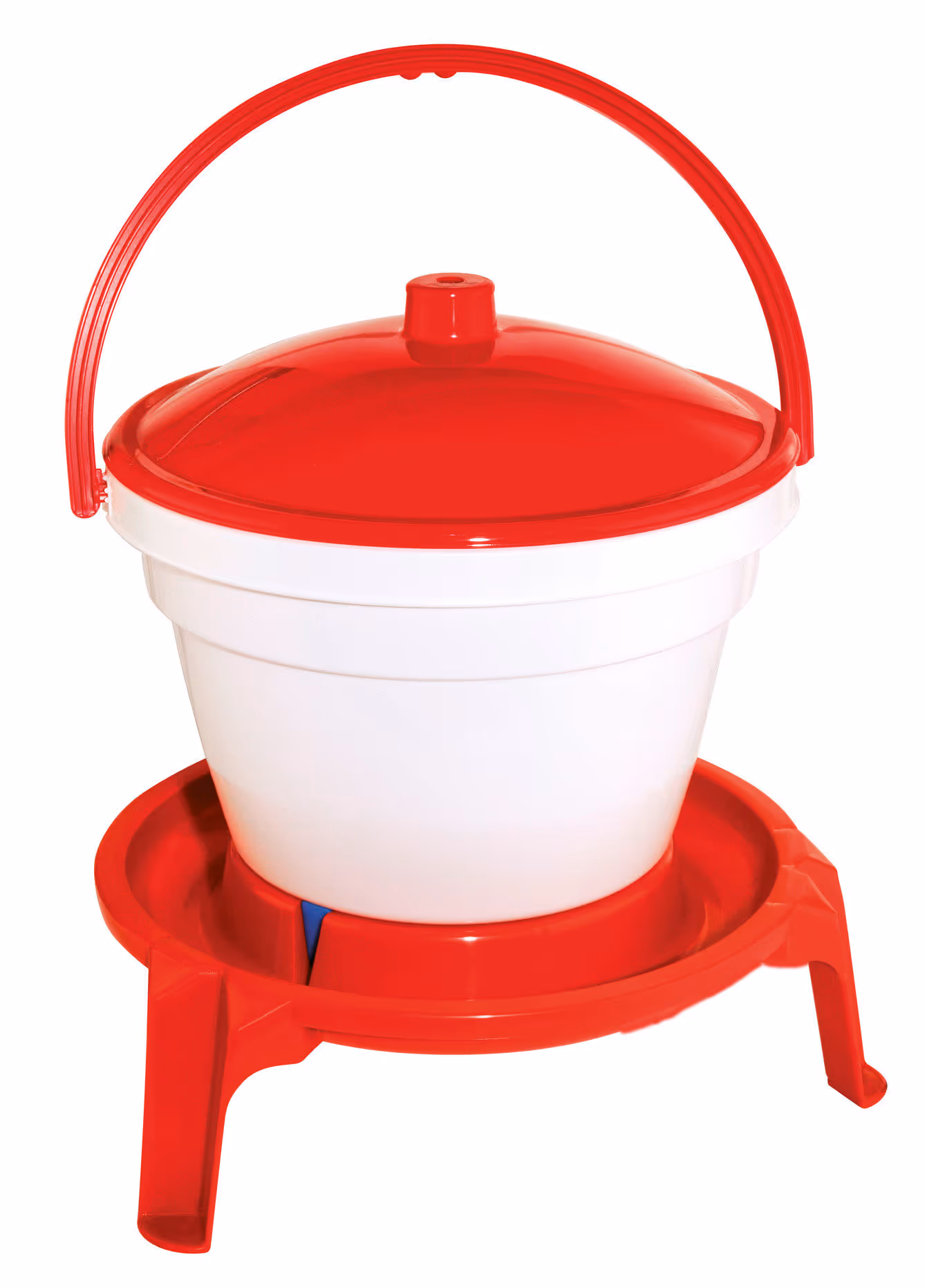 Seau-abreuvoir volaille rouge/blanc, avec pieds, 12L