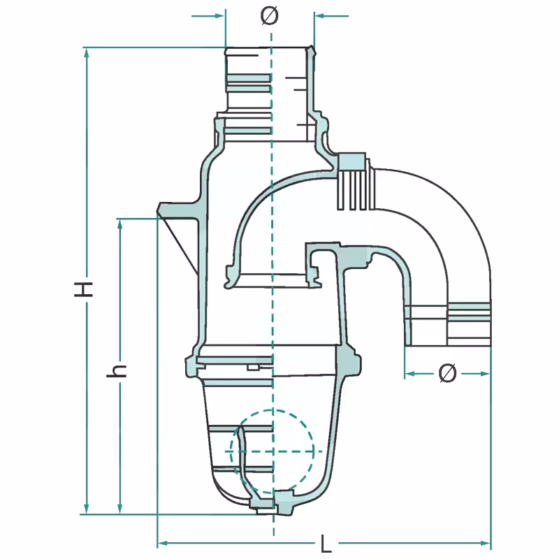 Sécurité Ø60 pvc droite avec robinet