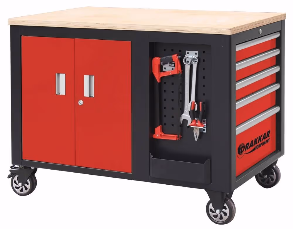 Servante 10 tiroirs avec plan de travail en bois Drakkar 1141x730x888 mm