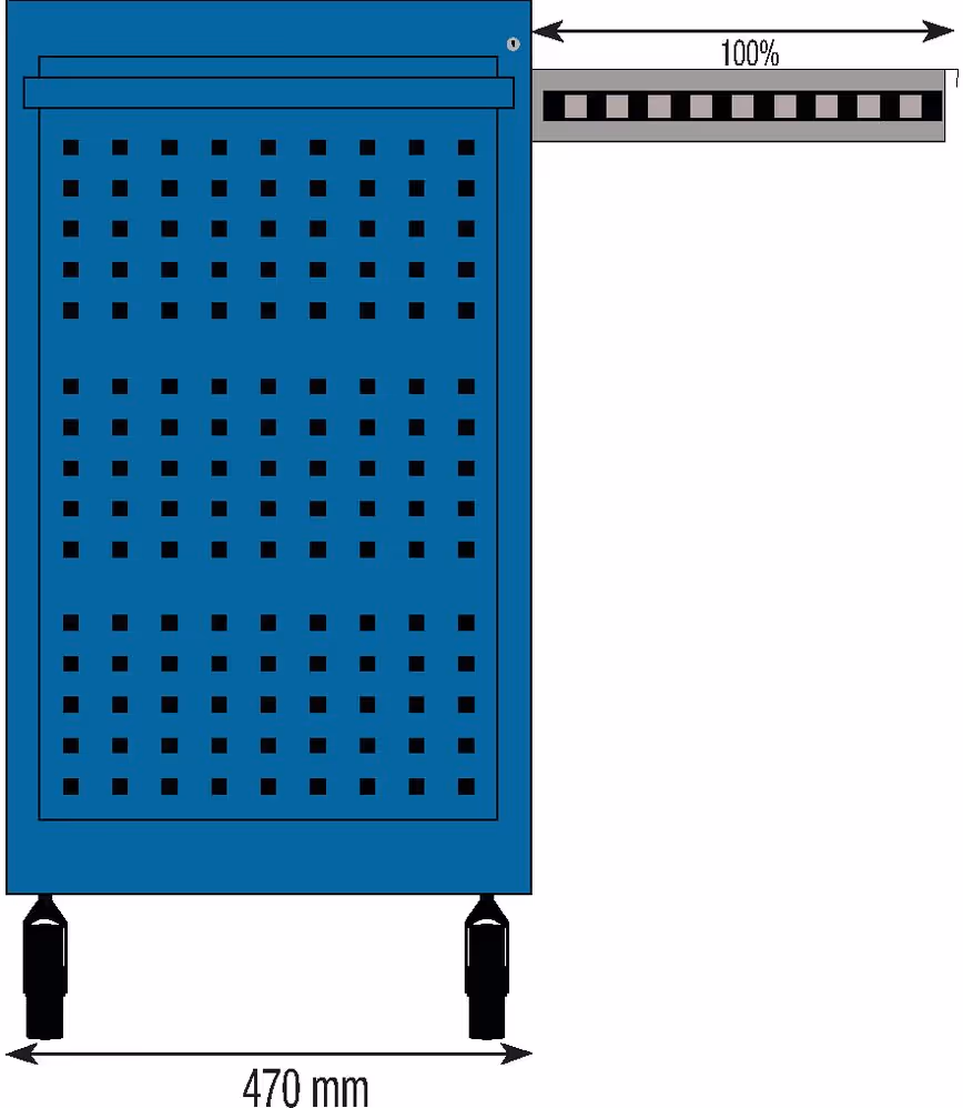 SERVANTE D'ATELIER 7 TIROIRS - 95CM - PLATEAU EN ABS