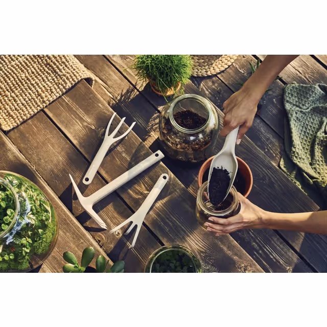 Set d'outils pastel bleu + gants de jardinage