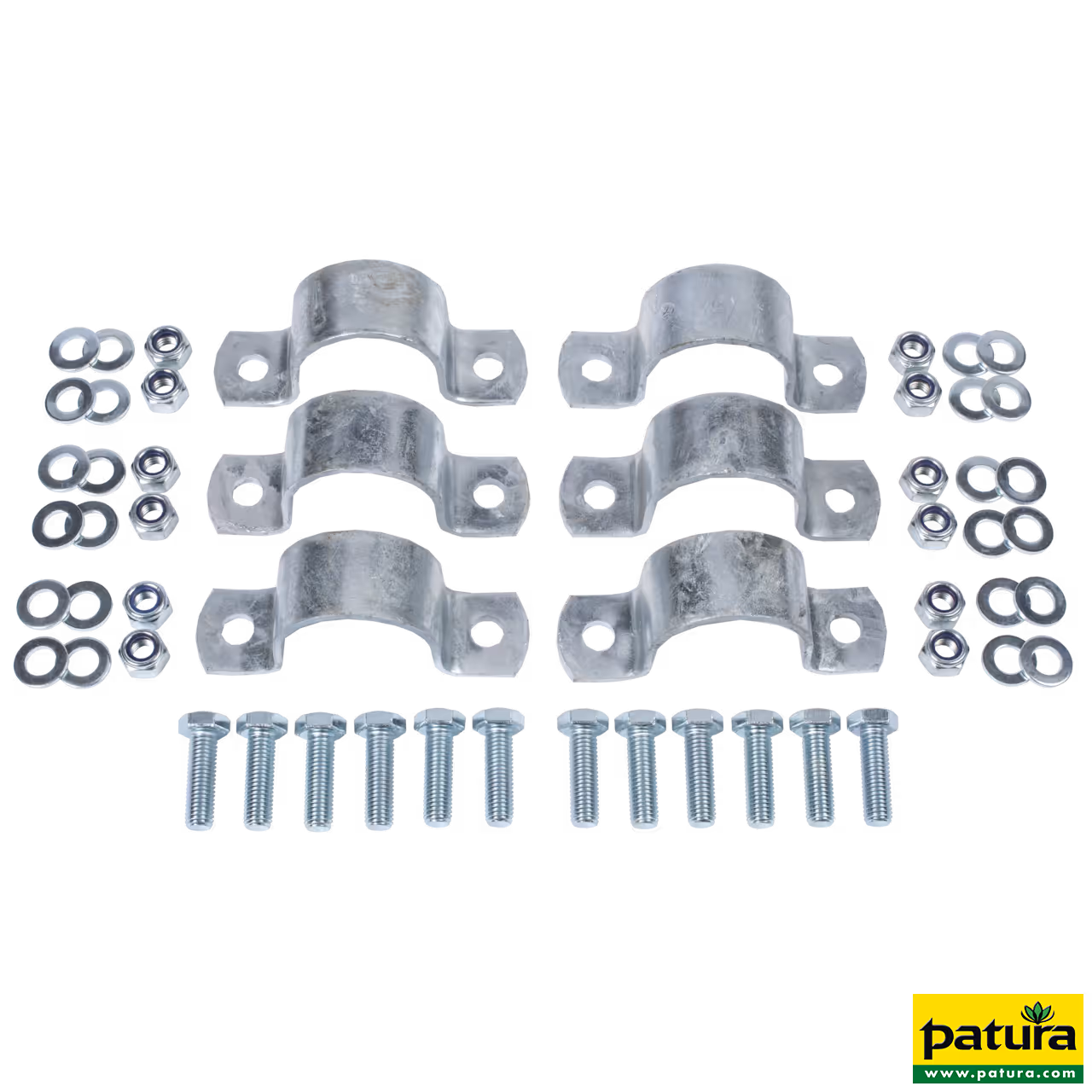 Set de montage pour brosse à taureaux réf. 334050 sur panneau V et tube 60 mm 6x brides, vis et écrous