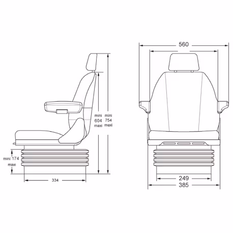 Siège pneumatique 12v SC74/M97 tissu