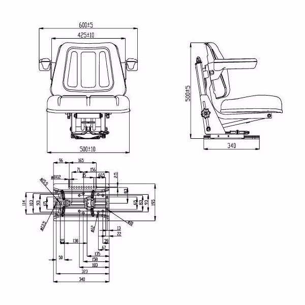 Siege tracteur suspension mecanique pvc - Universel