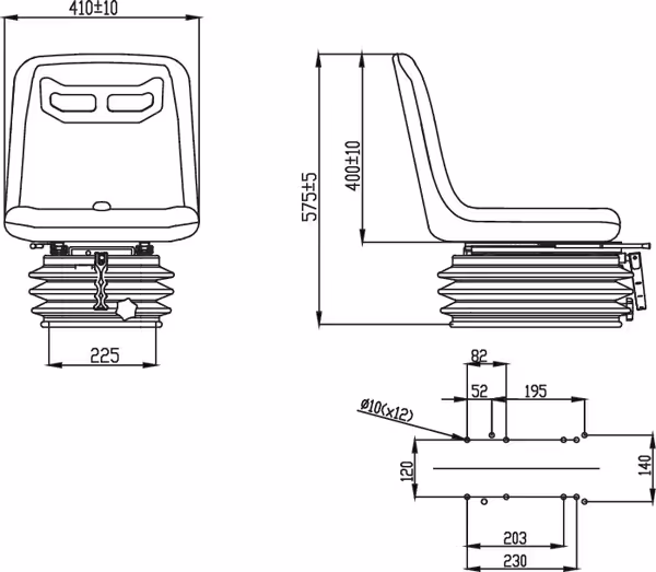 Siège PVC à suspension mécanique TS41000