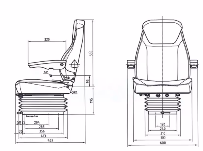 Siege tracteur pneumatique tissu - Universel