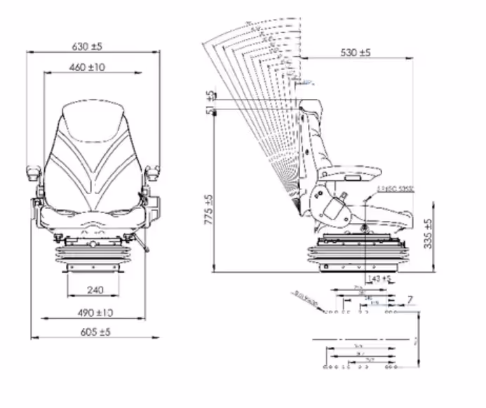 Siege tracteur pneumatique tissu - Universel