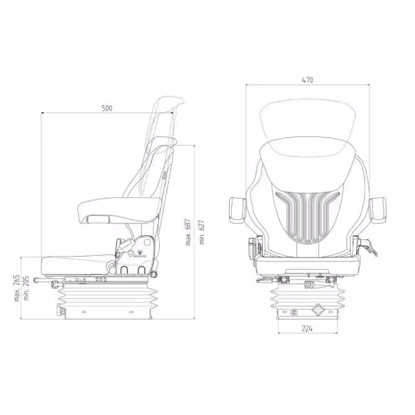 Siege tracteur Compacto Basic S Grammer PVC MSG83/511