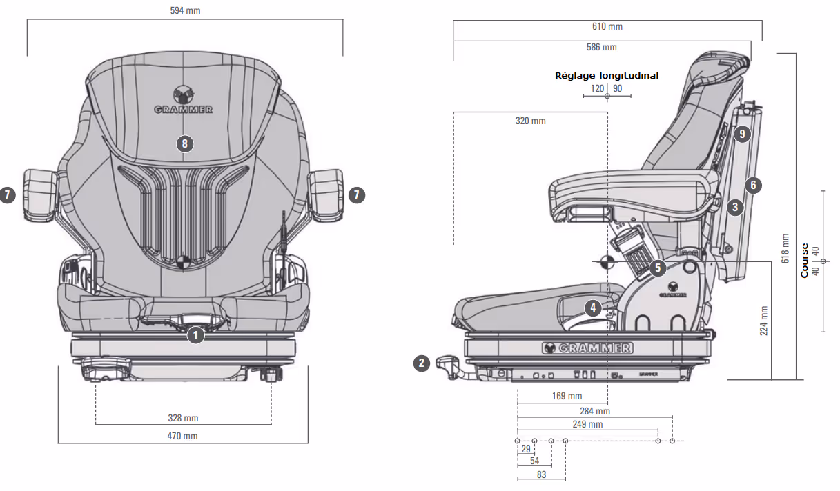 Siege tracteur Primo L - Grammer MSG75/521