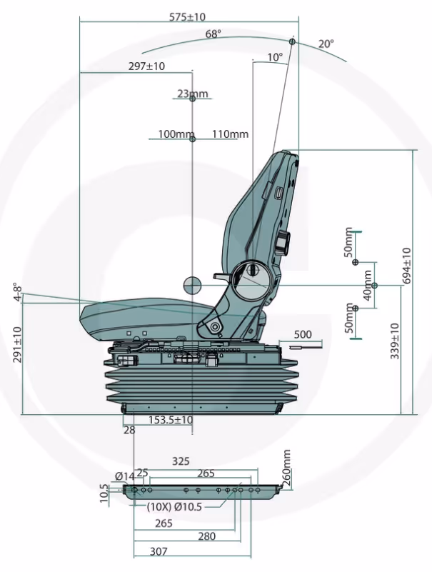 Siège tracteur Proboss AS2480 suspension pneumatique basse fréquence