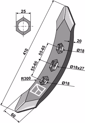 Soc 410x60x20 mm kverneland KK303110
