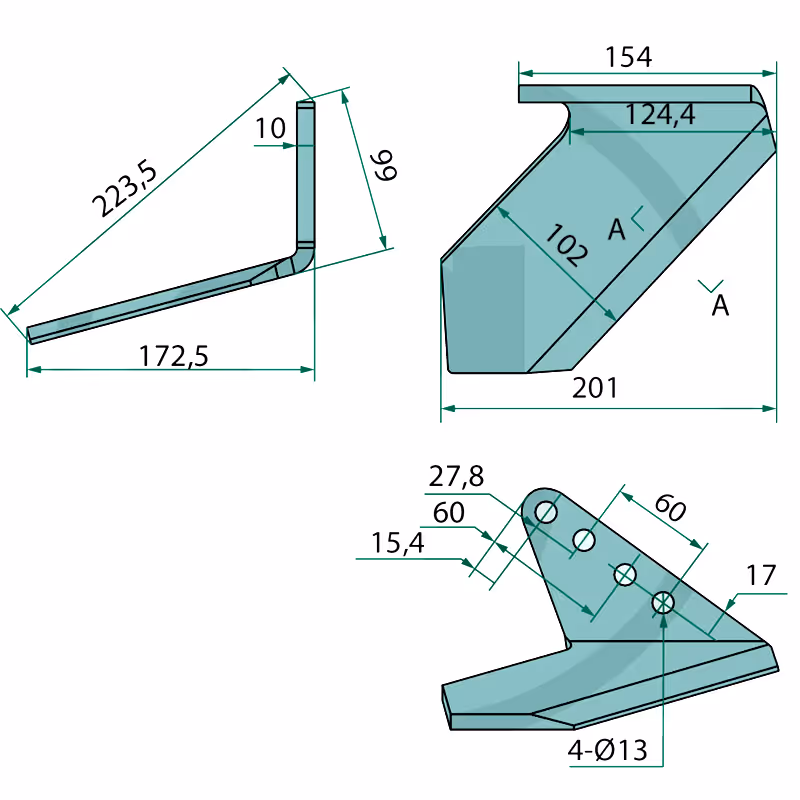 Soc à ailette large droit L172.5 Horsch 00311329 adaptable