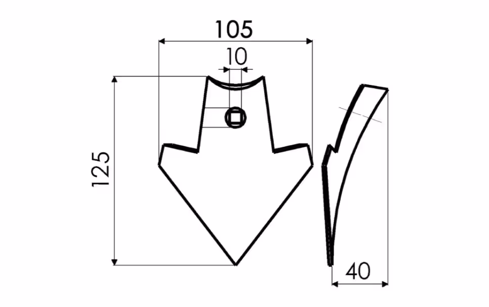 Soc vibroculteur patte d'oie 105X4mm Adaptable