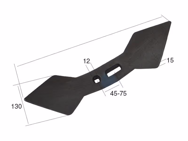 Soc double coeur 440x130x15mm Entre-axe 45/75mm - Adaptable sur déchaumeurs à dent Rau