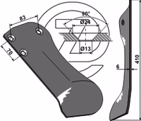 Soc gyrobroyeur Röll Gauche 310131 Adaptable