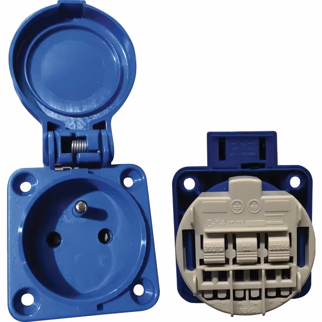 SOCLE DE TABLEAU 2P+T 10/16A 250V BLEU+OBTURATEUR