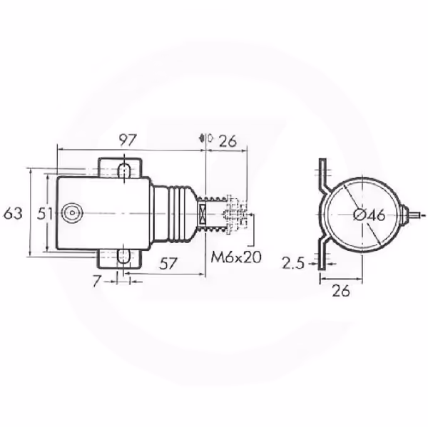 Solenoïde de stop 12 V 25mm 70